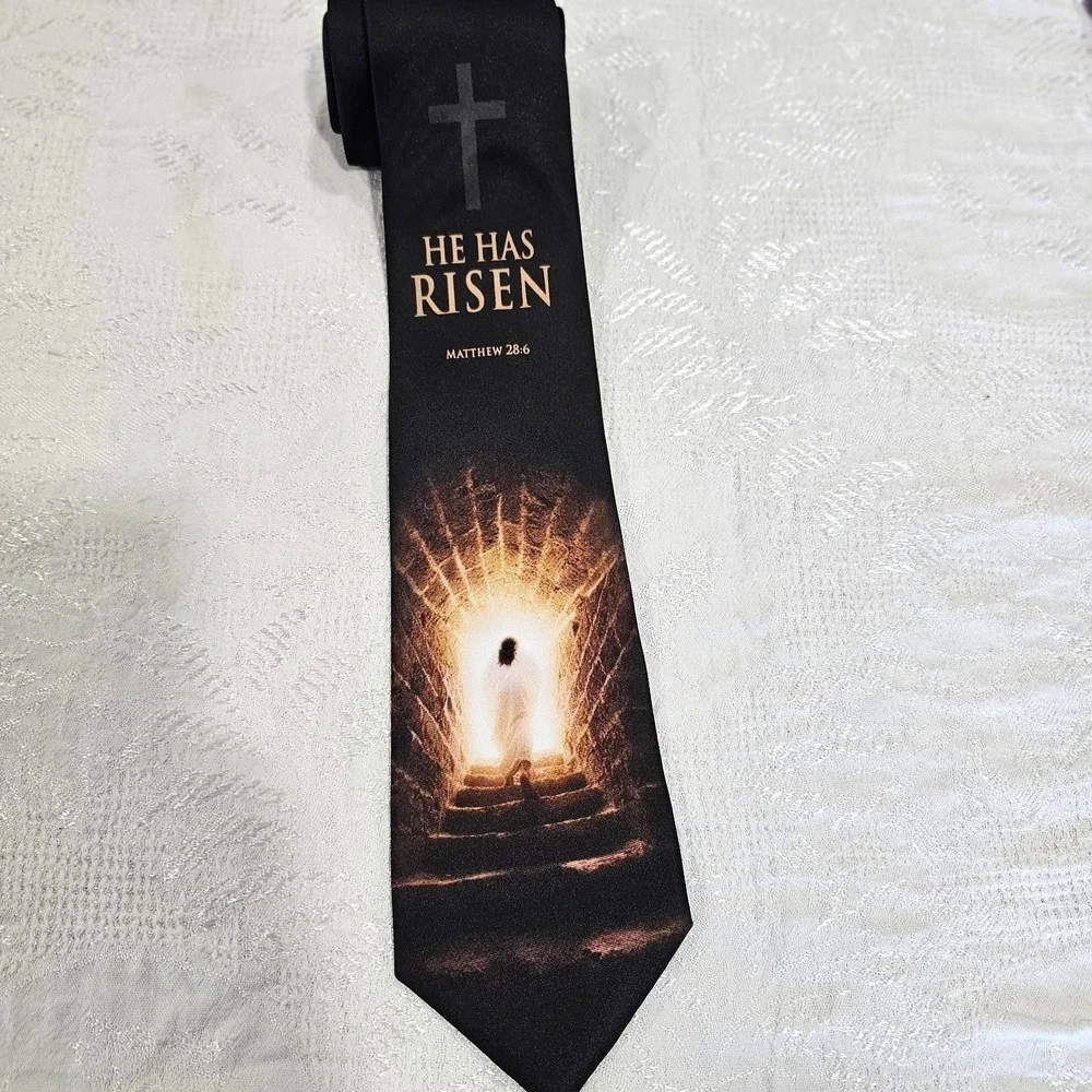 Three Rooker He Has Risen Easter Christian Religious Tie Men's 60